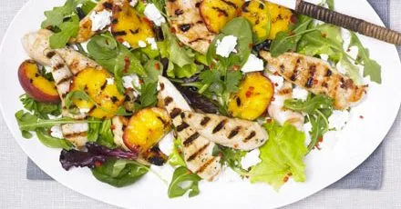 Grilled peach, chicken & feta salad