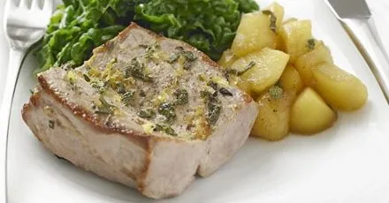 Grilled pork with apple & sage