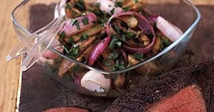 Grilled red onion & potato salad