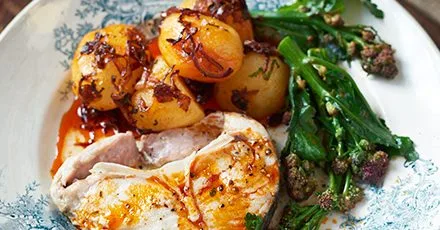 Hake with paprika oil potatoes