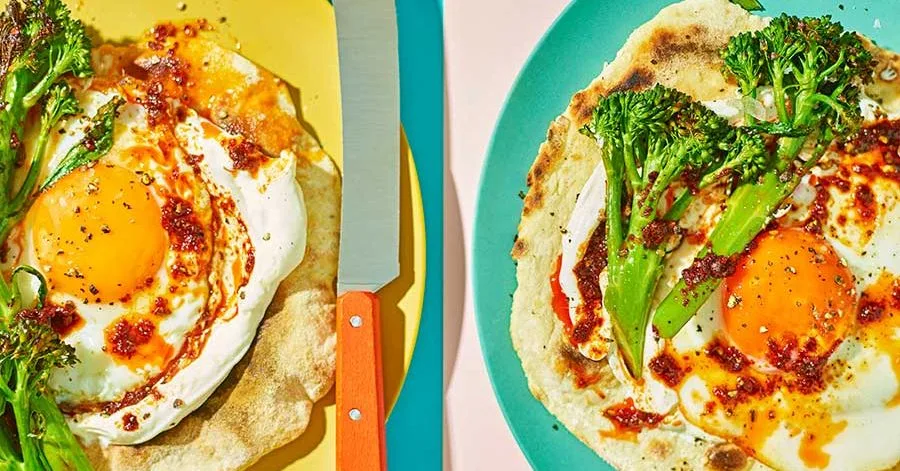 Harissa broccoli & flatbreads