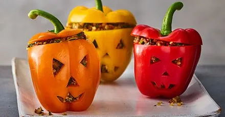 Healthy Halloween stuffed peppers