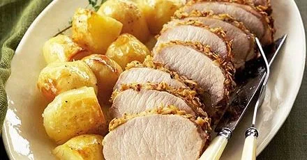 Herb-crusted roast pork