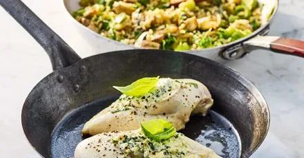 Herb & ricotta chicken with mushroom rice