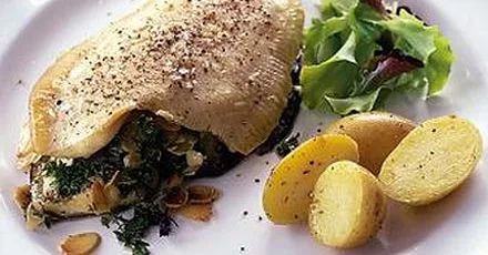 Herby almond plaice parcels