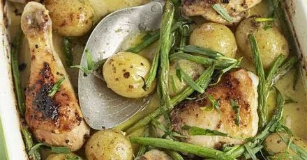 Honey, mustard & crème fraîche baked chicken