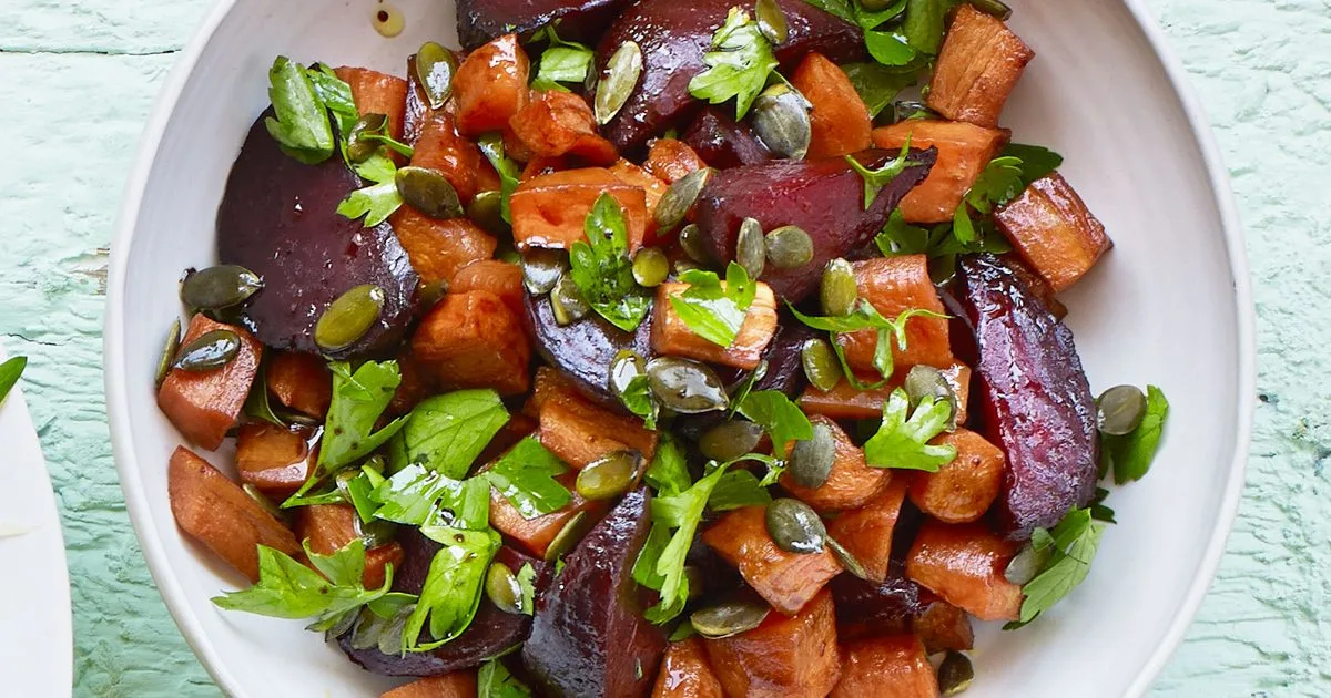 Honey-roasted beetroot & carrots