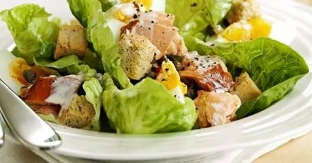 Hot-smoked salmon & egg Caesar