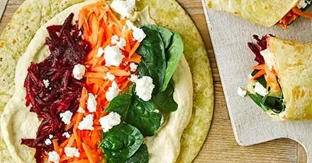 Hummus rainbow wraps