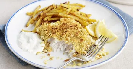 Indian crumbed fish with spicy chips