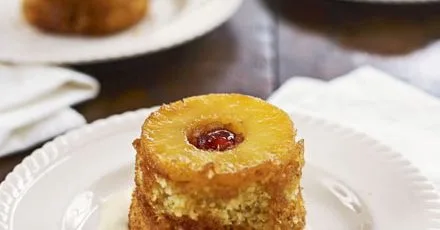 Individual coconut & pineapple upside-down cakes