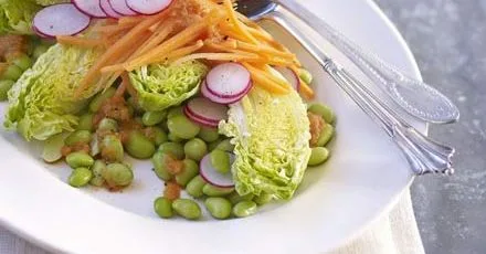 Healthy salad with ginger soy dressing