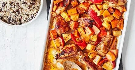 Jerk chicken & pineapple traybake