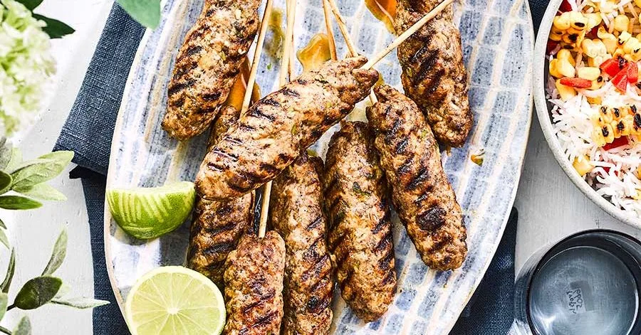 Jerk-ish pork skewers