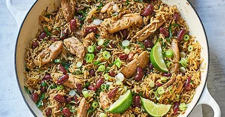 Jerk-seasoned chicken pilaf
