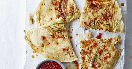 Korean-style prawn & spring onion pancake