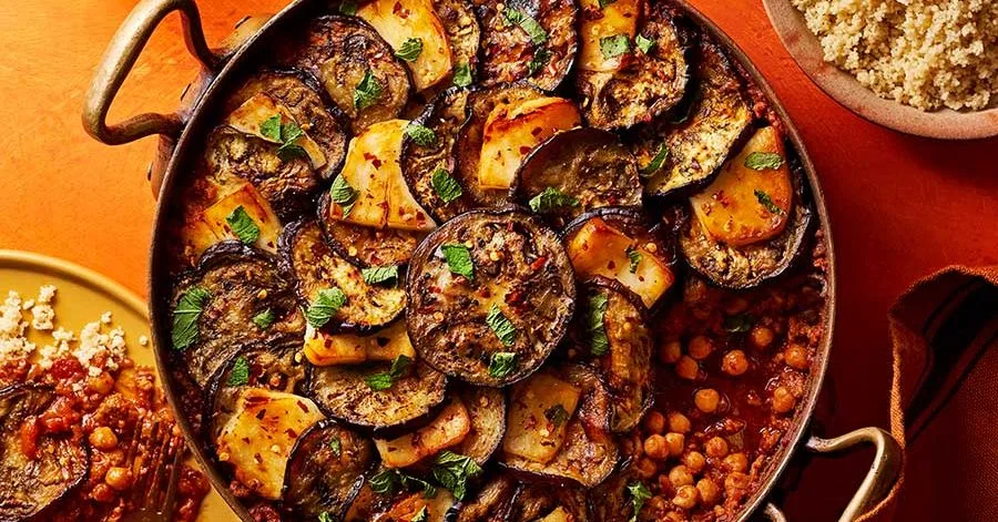 Lamb, aubergine & halloumi hotpot