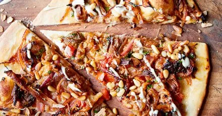 Lamb shoulder & smoky aubergine flatbread