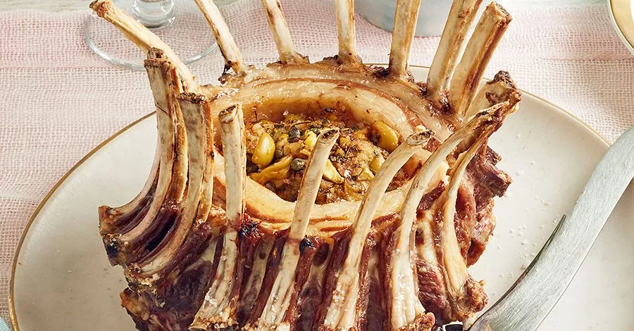 Lamb with olive & herb stuffing
