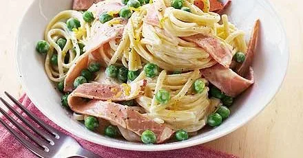 Lemon linguine with ham
