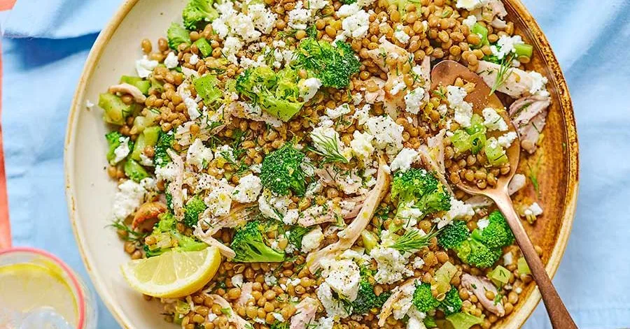 Lemony chicken lentils