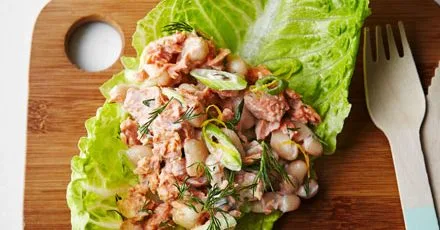 Lemony salmon & lettuce wraps