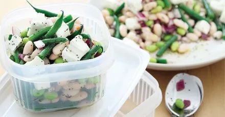 Lemony three bean & feta salad