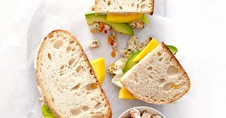Lighter Coronation chicken & avocado sandwich