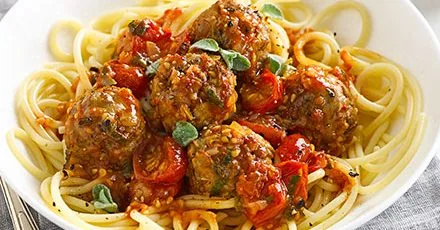 Lighter spaghetti & meatballs