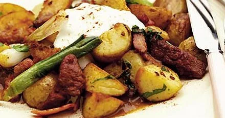 Liver & bacon sauté with potatoes & parsley