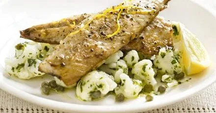 Mackerel with warm cauliflower & caper salad