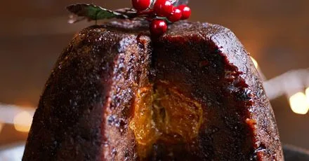 Mandarin-in-the-middle Christmas pud
