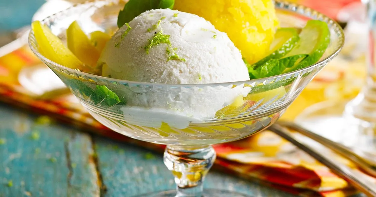 Mango, lime & coconut sundaes