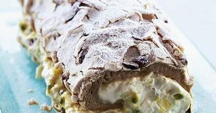 Mango & passion fruit pavlova roulade