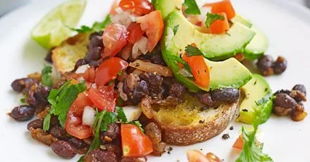 Black beans & avocado on toast