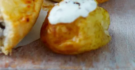 Mini jackets with caper soured cream