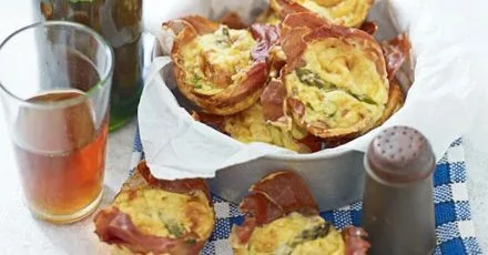 Mini prosciutto & asparagus frittatas