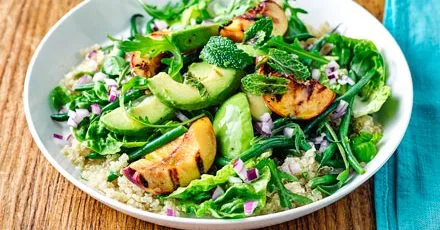 Mint & basil griddled peach salad