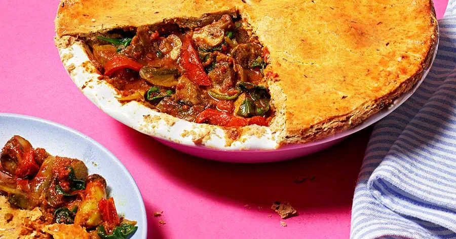 Mushroom jalfrezi pie