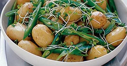 New potatoes with beans & cress