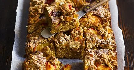 Oaty plum gingerbread slice
