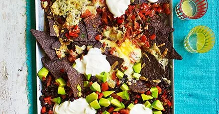 One-pan nachos with black beans
