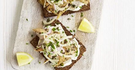 Open mackerel sandwich with fennel slaw