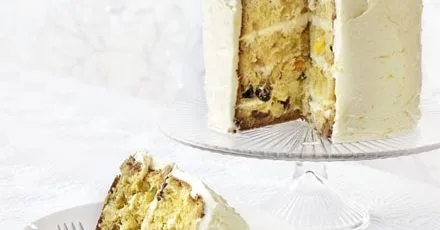 Panettone cake with orange frosting