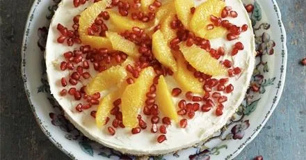 Orange & pomegranate cheesecake