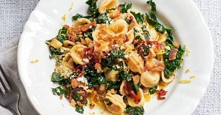 Orecchiette with cavolo nero, anchovies & pangrattato