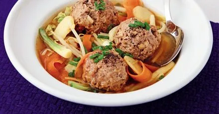 Pork meatballs in hoisin broth