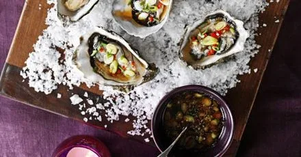 Oysters with chilli & ginger dressing