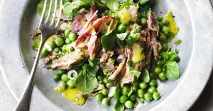 Pea, ham hock & watercress salad