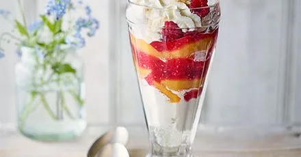 Peach Melba sundae